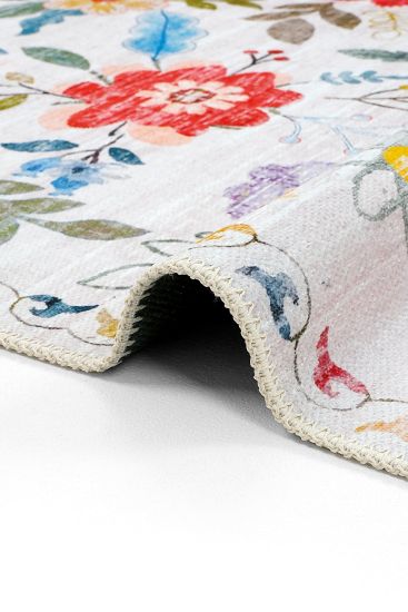 Daisy85 Cream Multicolour Modern Floral Living Room Rug