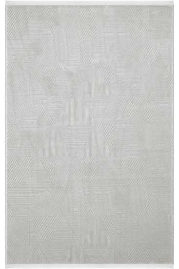 Safir85 Grey Geometric Plain Bedroom Rug