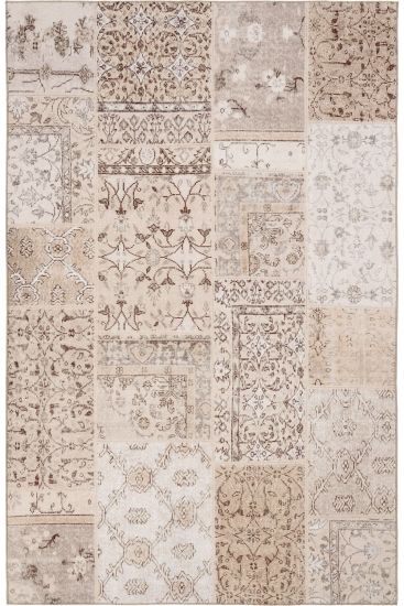 Carnival85 Beige Brown Modern Patchwork Area Rug