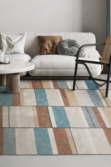 Carnival85 Brown Beige Patchwork Bedroom Rug