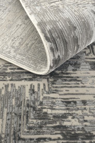 Venedik85 Beige Grey Abstract Patterned Area Rug