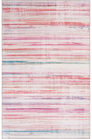 Carnival85 Pink Multicolour Abstract Stripes Bedroom Rug
