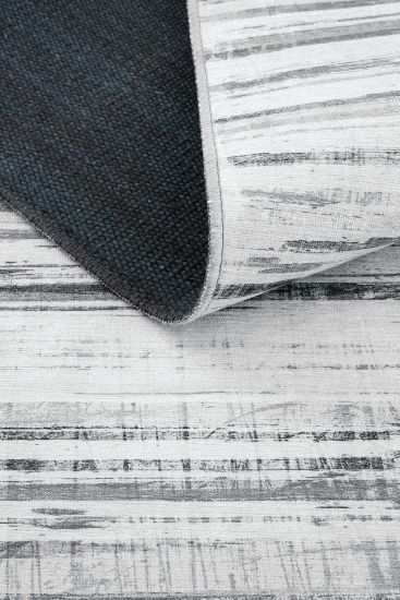 Carnival85 White Grey Abstract Stripes Indoor Rug