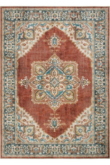 Private85 Red Blue Modern Persian & Oriental Bedroom Rug