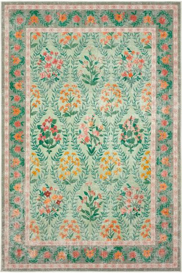 Daisy85 Green Multicolour Floral Area Rug
