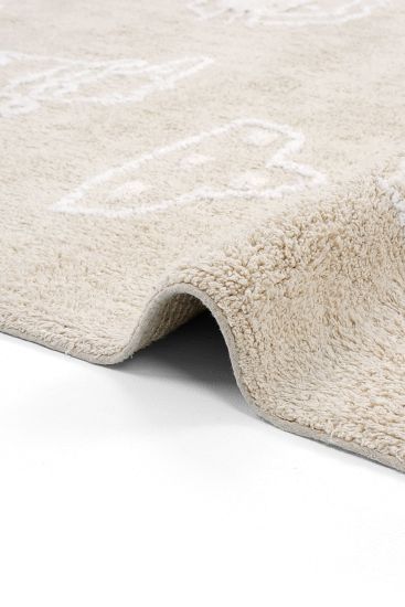Cool Cotton85 Beige White Kids Living Room Rug