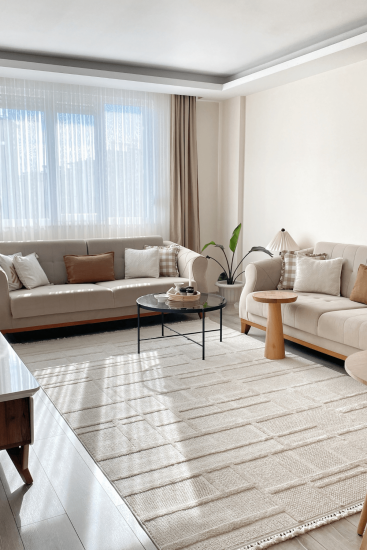 Jerry85 Cream Modern Geometric Area Rug