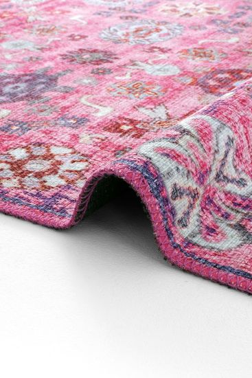 Private85 Pink Multicolour Modern Floral Living Room Rug