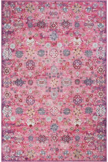 Private85 Pink Multicolour Modern Floral Living Room Rug