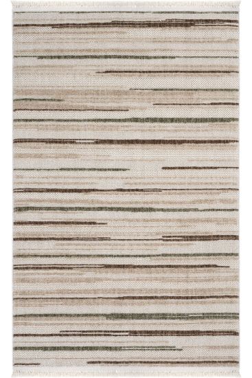 Jerry85 Beige Cream Stripes Scandi Indoor Rug