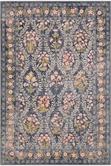Daisy85 Charcoal Green Floral Indoor Rug