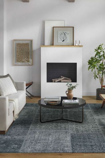 Carnival85 Charcoal Modern Patchwork Bedroom Rug