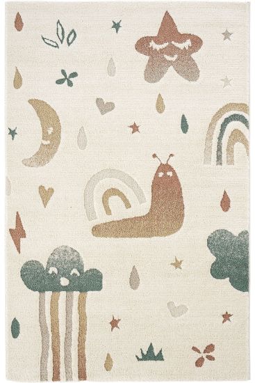 Klein85 Cream Multicolour Modern Kids Bedroom Rug