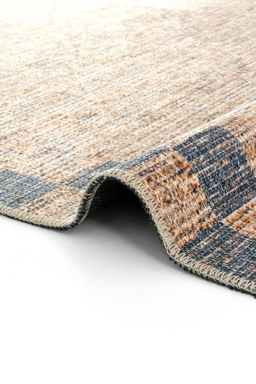 Private85 Brown Blue Modern Bordered Indoor Rug