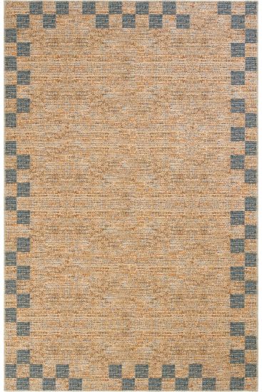 Private85 Brown Blue Modern Bordered Indoor Rug