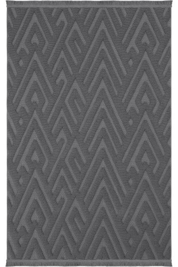 Wood85 Charcoal Modern Geometric Indoor Rug