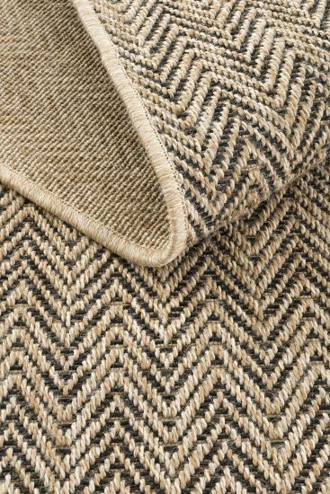 Madrid85 Beige Black Chevron Jute & Sisal Outdoor Area Rug