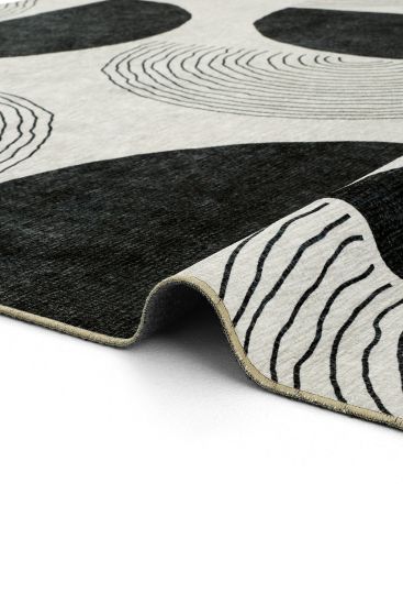 Carnival85 Black Cream Modern Geometric Bedroom Rug