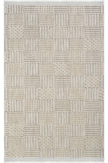 Jerry85 Beige Grey Modern Patchwork Living Room Rug