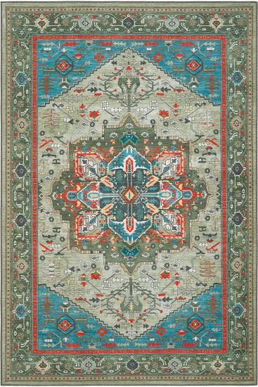 Beylerbeyi85 Green Blue Persian & Oriental Area Rug