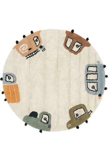 Cool Cotton85 Cream Multicolour Kids Living Room Rug