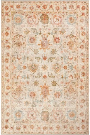 Private85 Cream Beige Floral Persian & Oriental Living Room Rug