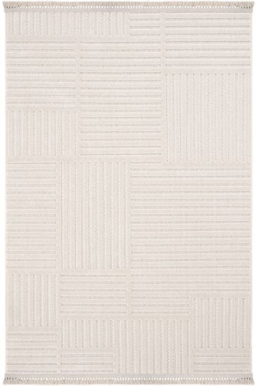 Oliver85 Beige Scandi Geometric Bedroom Rug