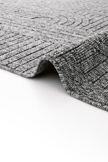 Hasir85 Grey Scandi Plain Bedroom Rug