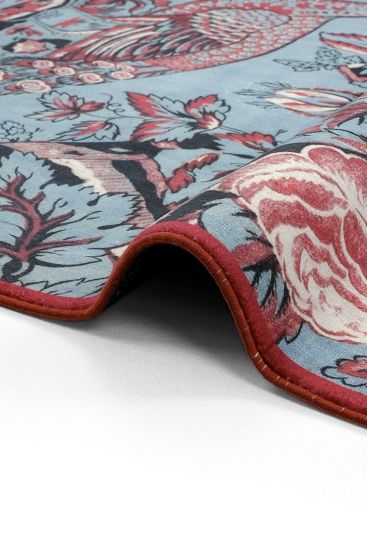 Flora85 Multicolour Floral Stripes Living Room Rug