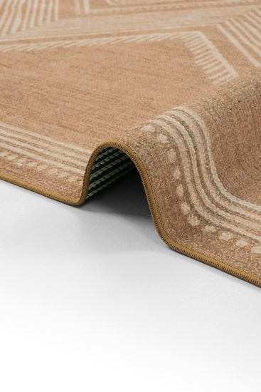 Anatolia85 Brown Cream Kilim Patterned Bedroom Rug