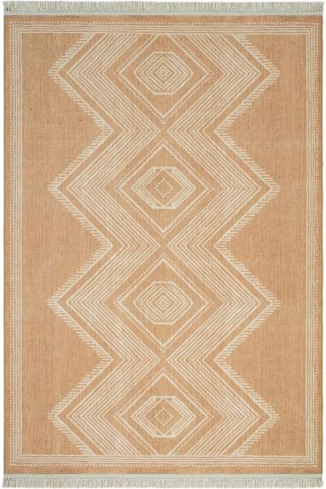 Anatolia85 Brown Cream Kilim Patterned Bedroom Rug