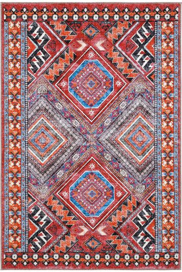 Beylerbeyi85 Red Multicolour Persian & Oriental Kilim Living Room Rug