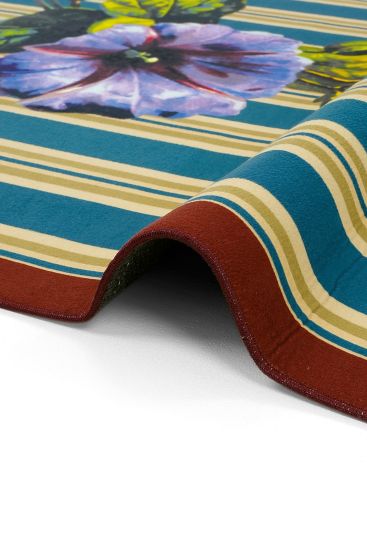 Flora85 Multicolour Floral Stripes Bedroom Rug