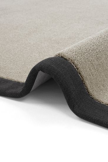 Bounty85 Grey Black Bordered Plain Bedroom Rug