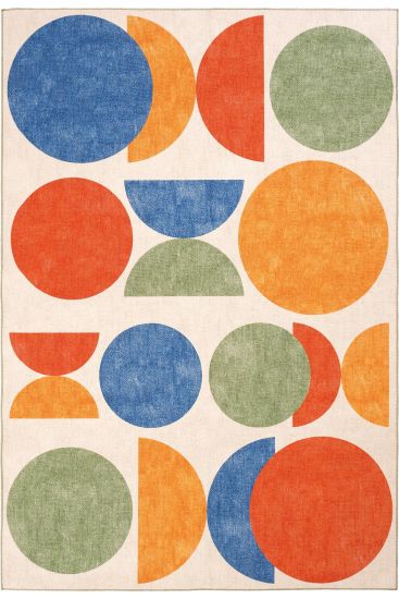 Carnival85 Cream Gold Kids Geometric Indoor Rug