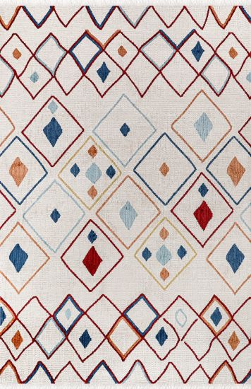 Kolor75 Beige Multicolour Scandi Bohemian Living Room Rug