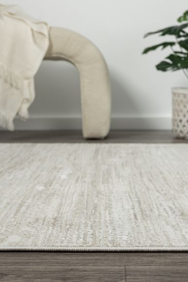 Mosaic Cream Brown Stripes Abstract Bedroom Rug