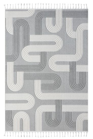 Allure Grey Cream Patterned Scandi Living Room Rug