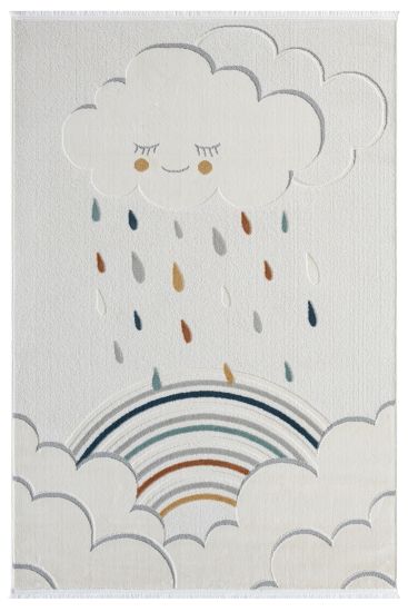 Frizzle Cream Multicolour Modern Kids Living Room Rug