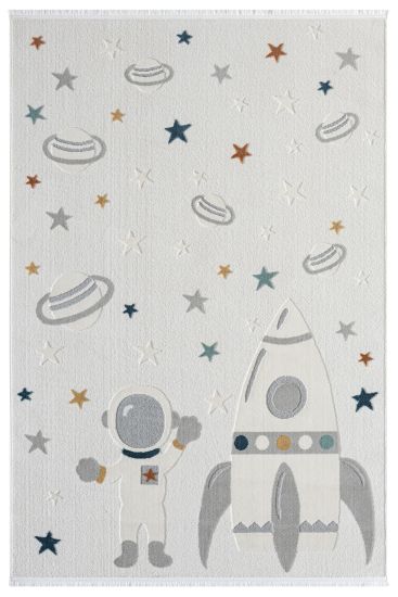 Frizzle Cream Grey Modern Kids Area Rug