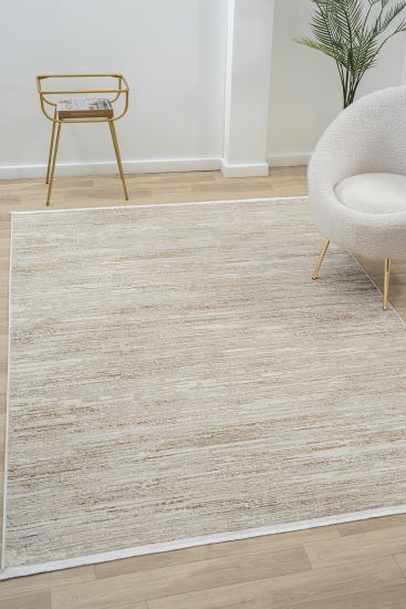 Mosaic Cream Brown Stripes Abstract Bedroom Rug