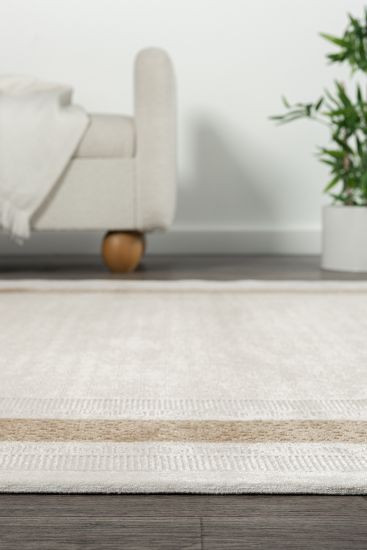 Emanate Cream Gold Plain Bordered Indoor Rug