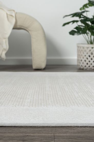 Filigree Cream Modern Bordered Area Rug