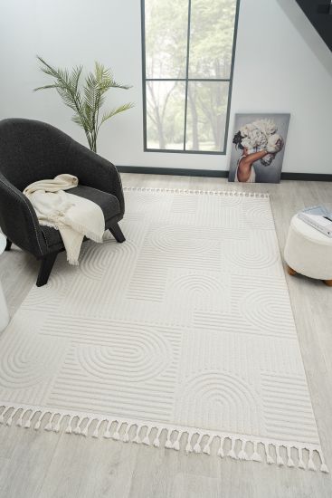 Allure Cream Patterned Scandi Area Rug