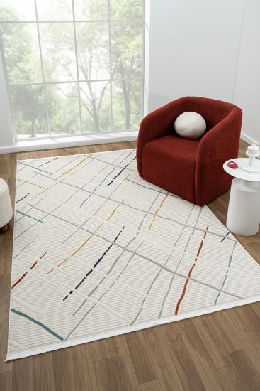 Frizzle Cream Multicolour Patterned Scandi Indoor Rug