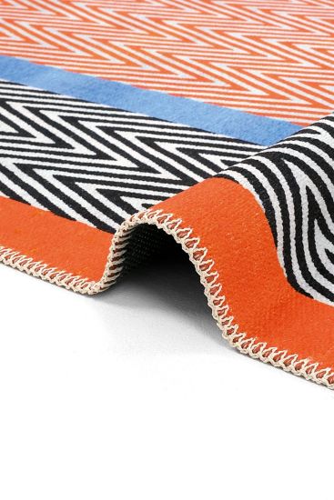 Lumina85 Orange Multicolour Chevron Area Rug