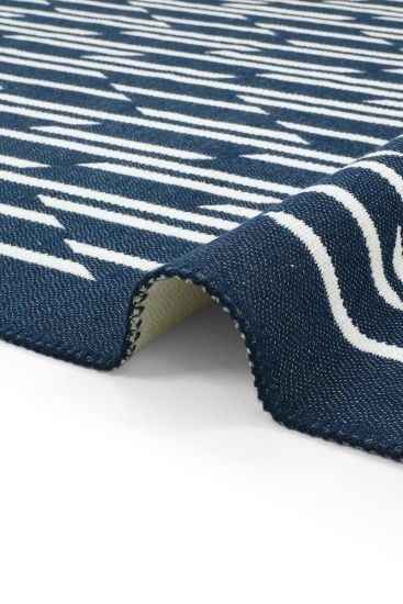 Lovely85 Blue Cream Geometric Patterned Area Rug