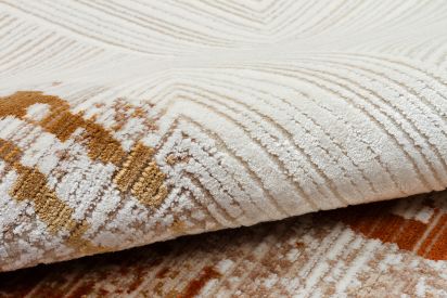 Perre75 Cream Beige Abstract Bordered Indoor Rug