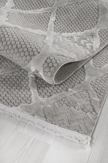 Boyut75 Grey Trellis Bedroom Rug