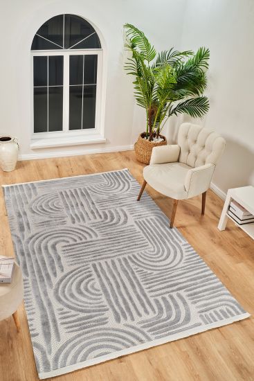 Boyut75 Grey Scandi Area Rug